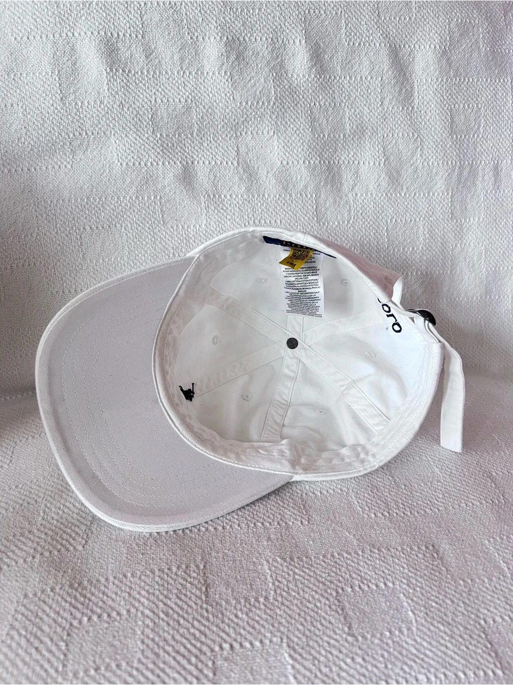 Polo by Ralph Lauren White Cap with Blue and Gold Label